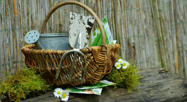 Basket of garden tools for odd jobs